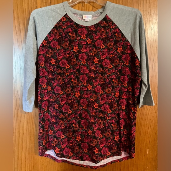 LulaRoe floral print gray sleeves Top XL - Picture 1 of 4